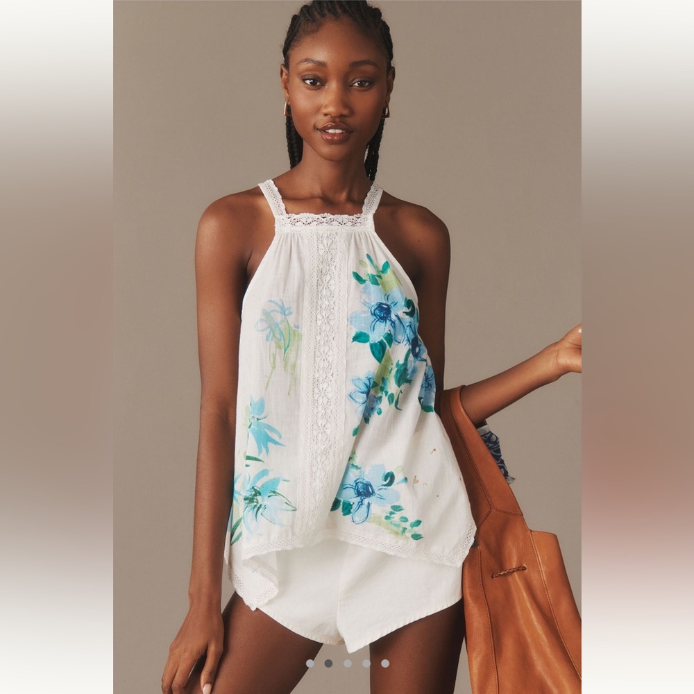 Anthropologie Cutout Handkerchief Tank